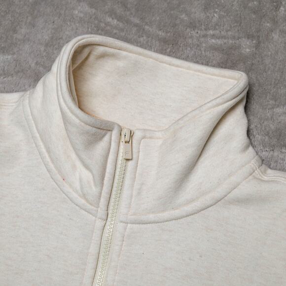 Fabletics Cozy Fleece 1/2 Zip Oatmeal Heather Mock Neck Sweatshirt Size XL NEW - Picture 4 of 13